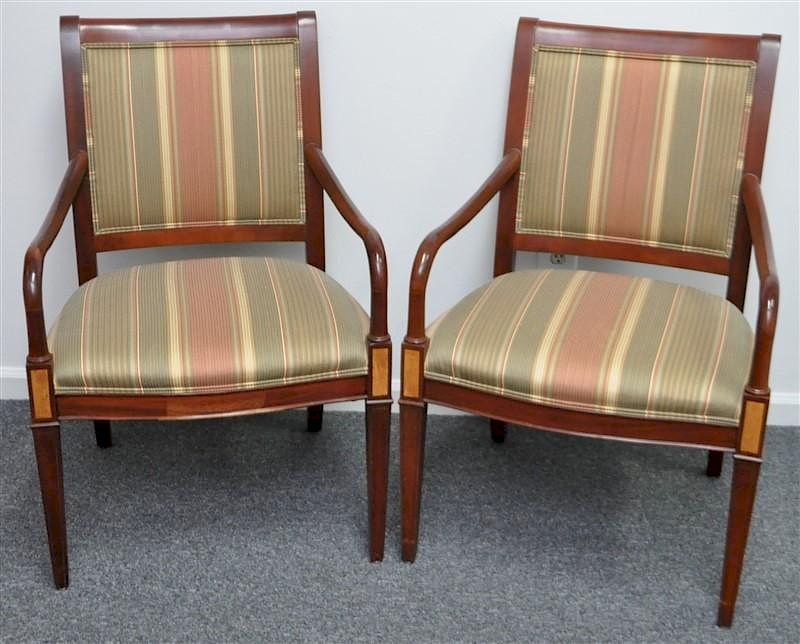 Appraisal: PAIR REGENCY ARM CHAIRS JAMES RIVER - HICKORY CHAIR A