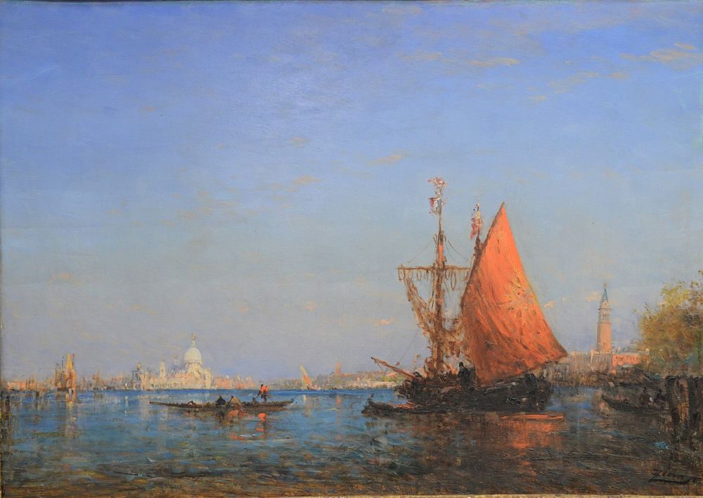 Appraisal: Felix Francois Georges Philibert Ziem - Venice boats on the