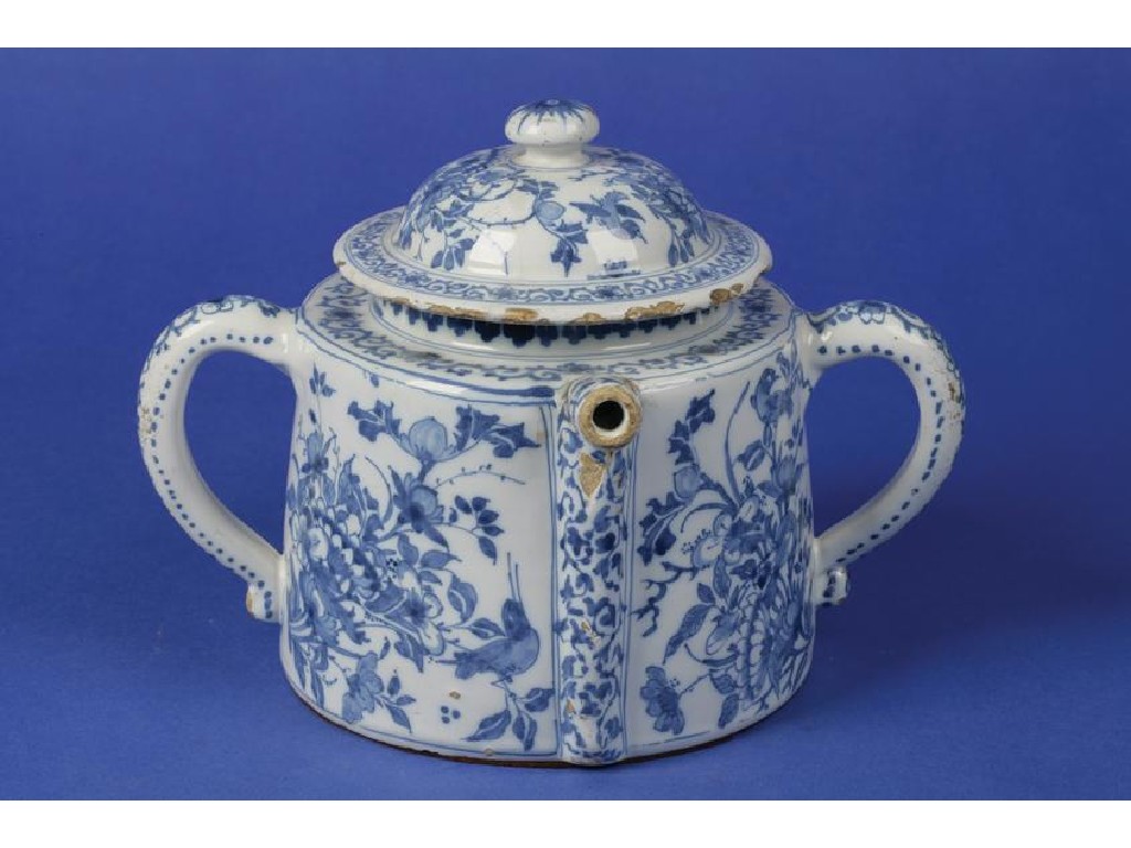 Appraisal: A DELFTWARE BLUE AND WHITE POSSET POT AND COVER painted