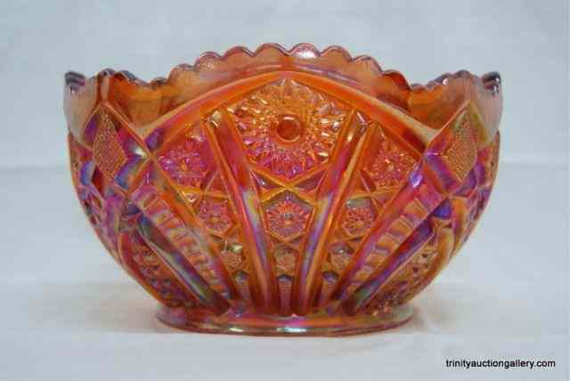 Appraisal: Large Red ''Sunset'' Carnival Glass '' BowlProduced by Indiana Glass