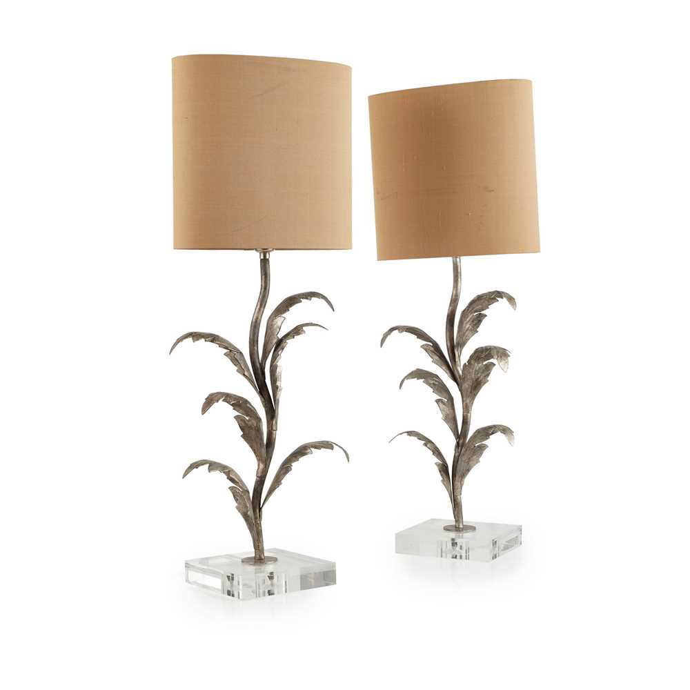 Appraisal: PAIR OF PORTA ROMANA SILVERED METAL 'FLORENTINE' LAMP BASES MODERN