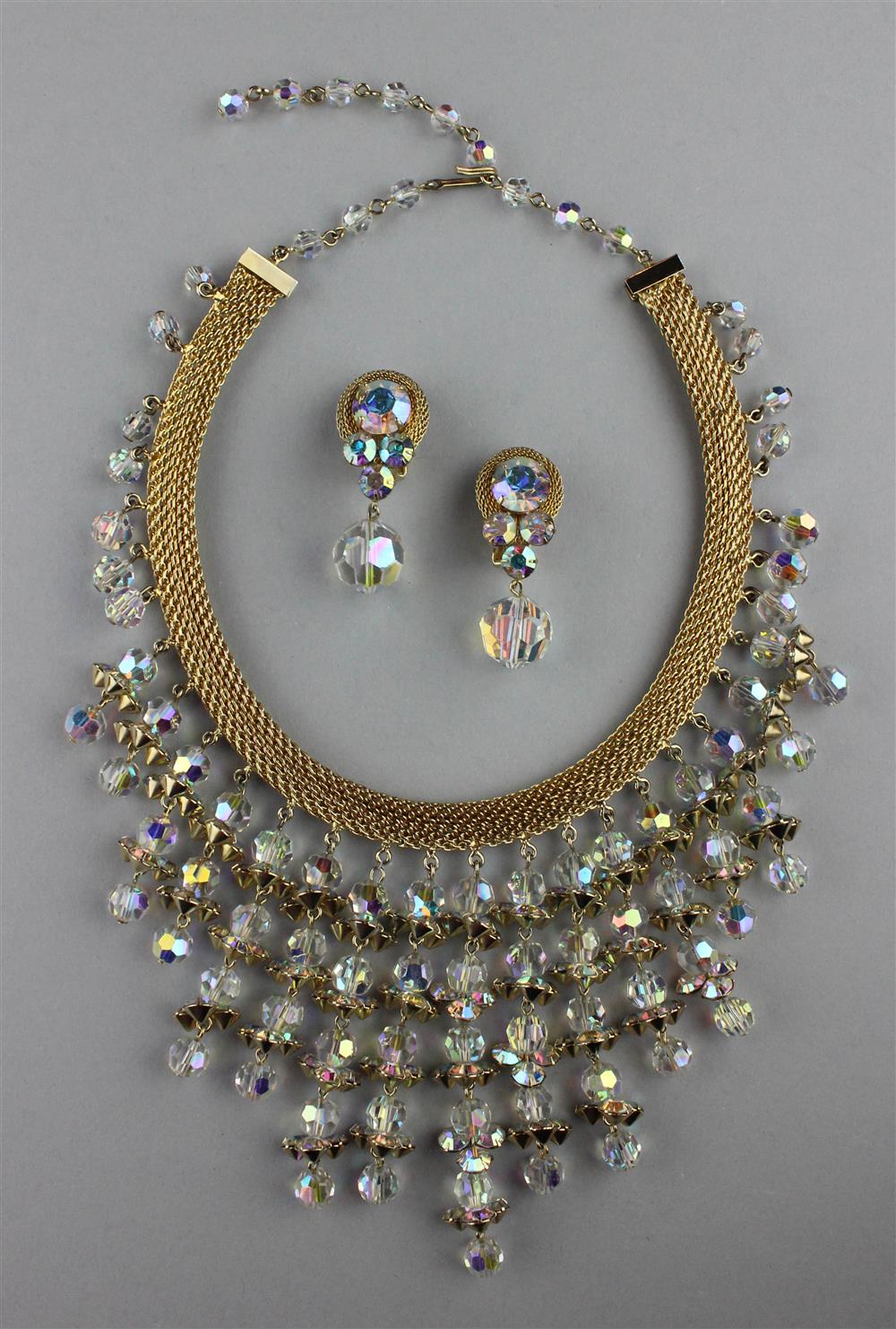 Appraisal: HATTIE CARNEGIE COLLAR NECKLACE AND MATCHING EARRINGS collar necklace of