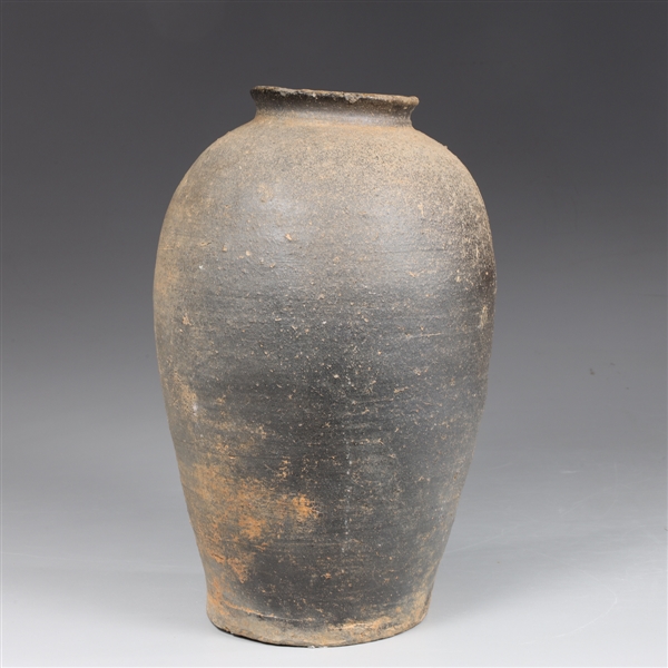 Appraisal: Antique Korean stoneware jar with some black pigment to body