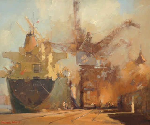 Appraisal: Maxwell Wilks born Loading Coal Port Melbourne oil on canvas