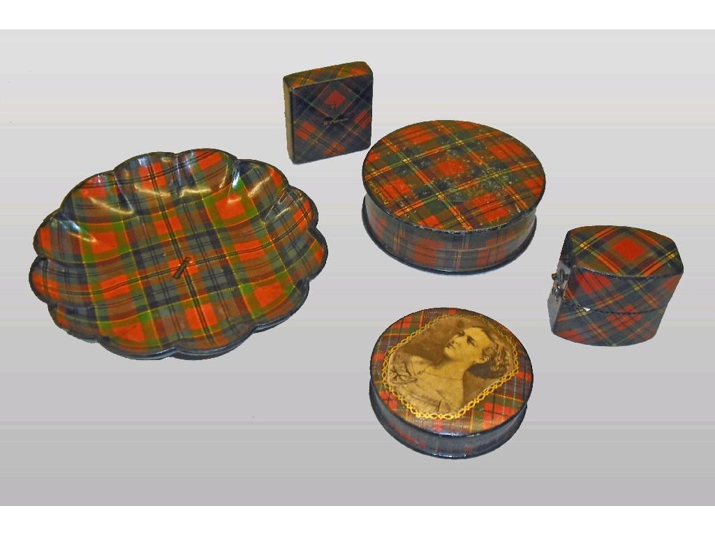 Appraisal: Tartan Ware cylindrical snuff box decorated with the Prince Charlie