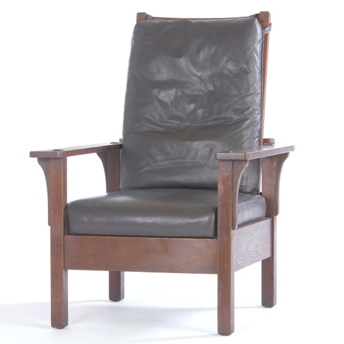 Appraisal: L J G STICKLEY Open-arm Morris chair with a drop-in