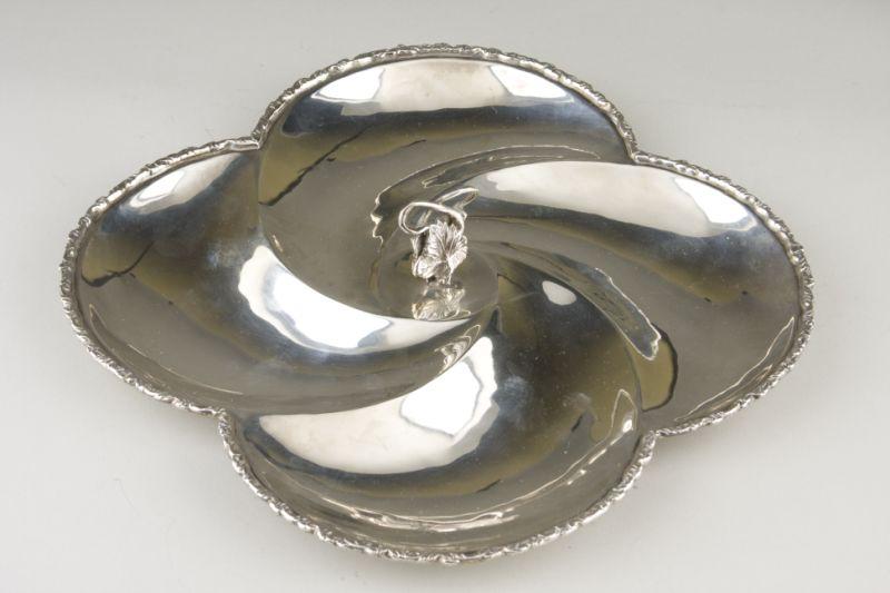 Appraisal: Sterling Silver Serving Dish Mexican divided form with swirl design