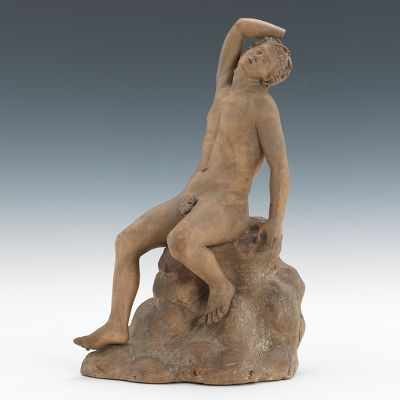 Appraisal: A Terracotta Sculpture of a Slave French terracotta sculpture of