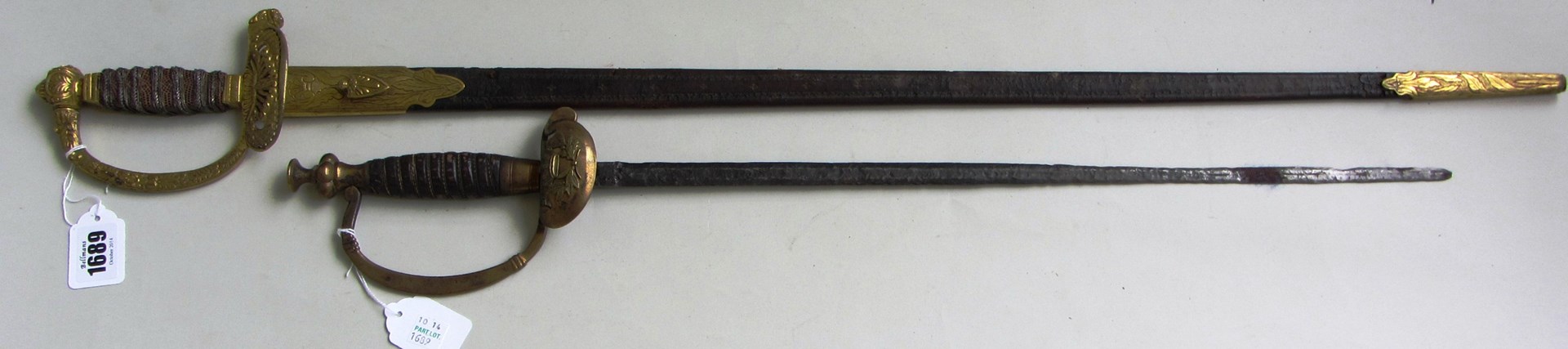 Appraisal: A continenal court sword th century with double edged steel