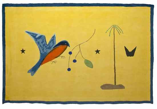 Appraisal: Craigie Aitchison - Blue Bird Yellow Landscape tapestry wall hanging