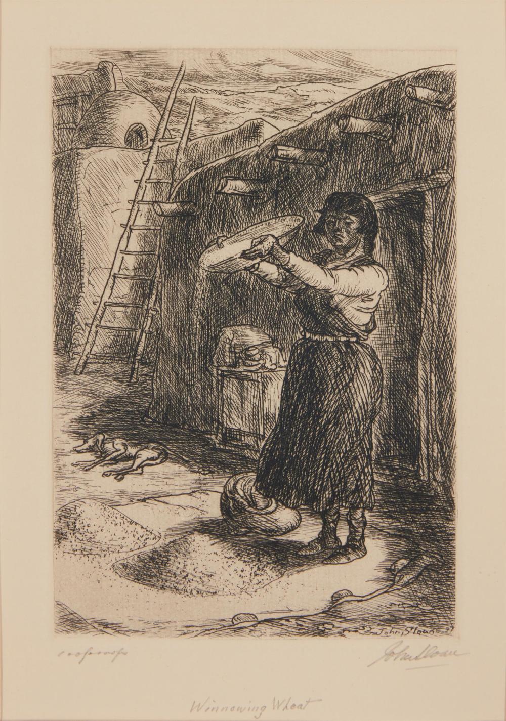 Appraisal: JOHN SLOAN - WINNOWING WHEAT ETCHING ON PAPER PLATE H