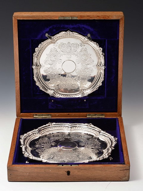 Appraisal: AN EDWARDIAN SILVER SALVER with a shell leaf and gadrooned