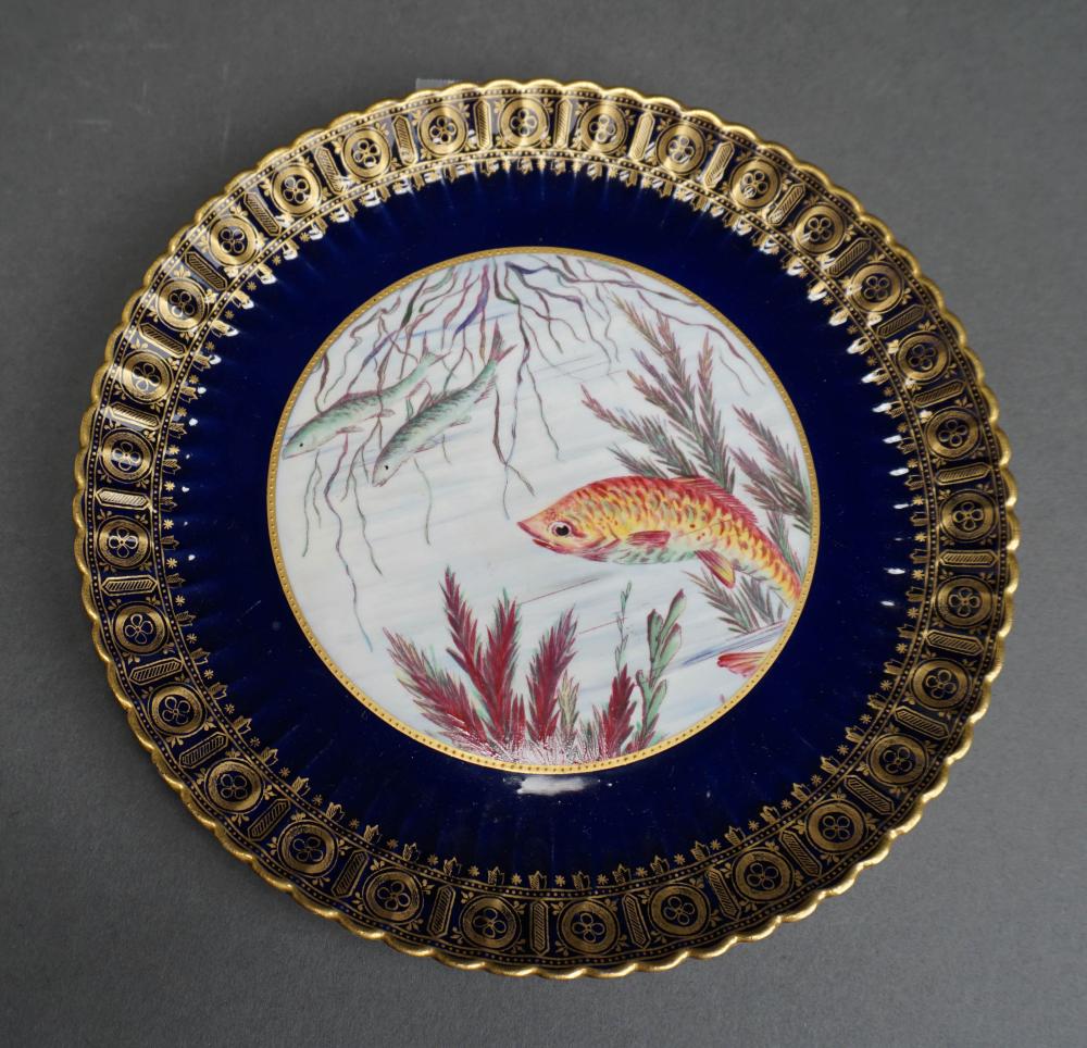 Appraisal: English Hand-Painted Fish Plate D in cm