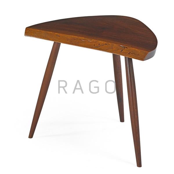 Appraisal: GEORGE NAKASHIMA Walnut side table Condition Report Rich patina to