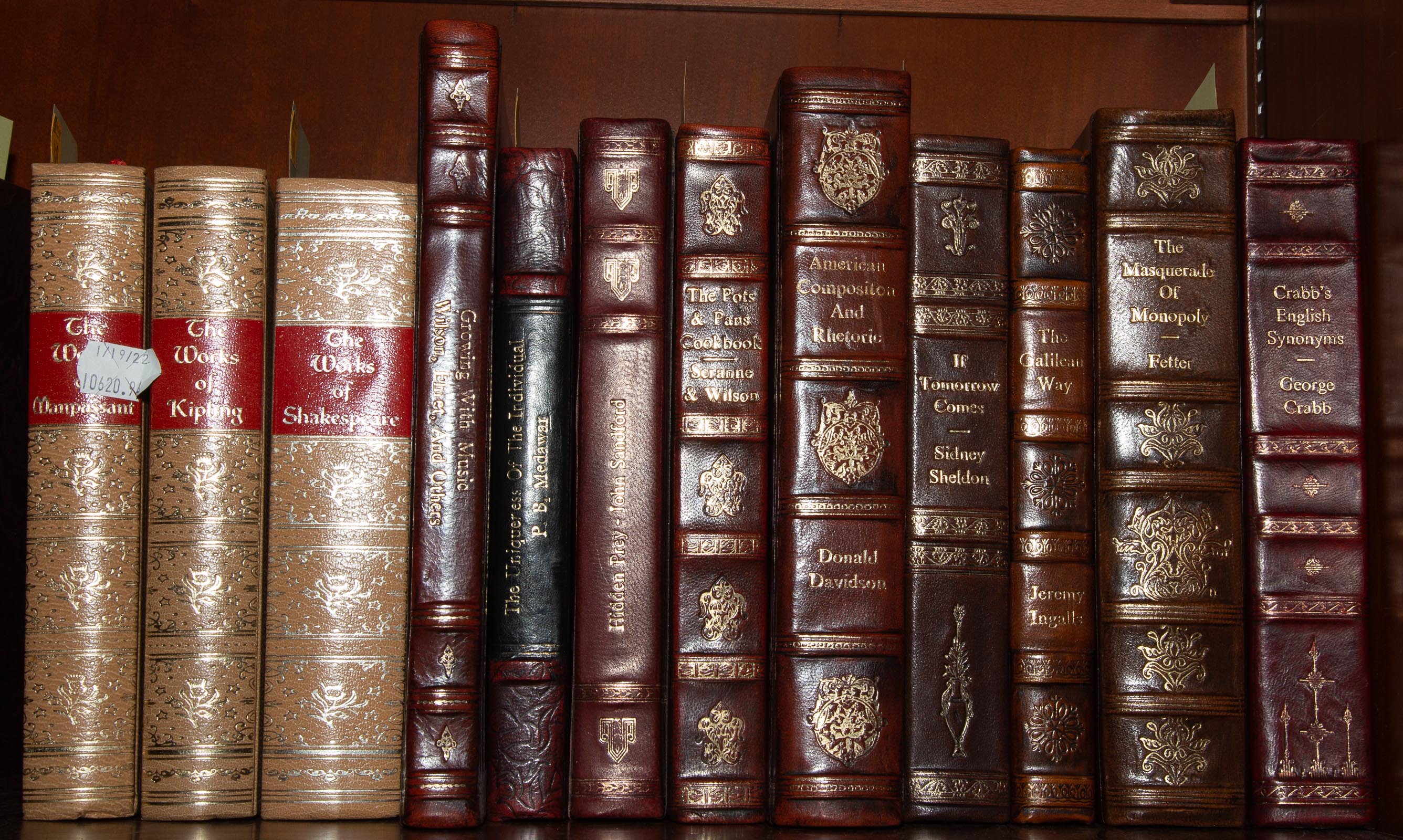 Appraisal: SELECTION OF LEATHER-BOUND BOOKS Comprising nine volumes attractively bound in