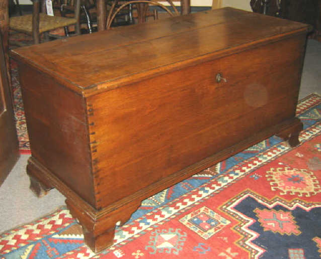 Appraisal: AMERICAN TH CENTURY WALNUT BLANKET CHEST With rectangular hinged top