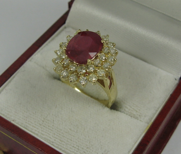 Appraisal: RUBY DIAMOND AND K GOLD RING WITH APPRAISAL set with