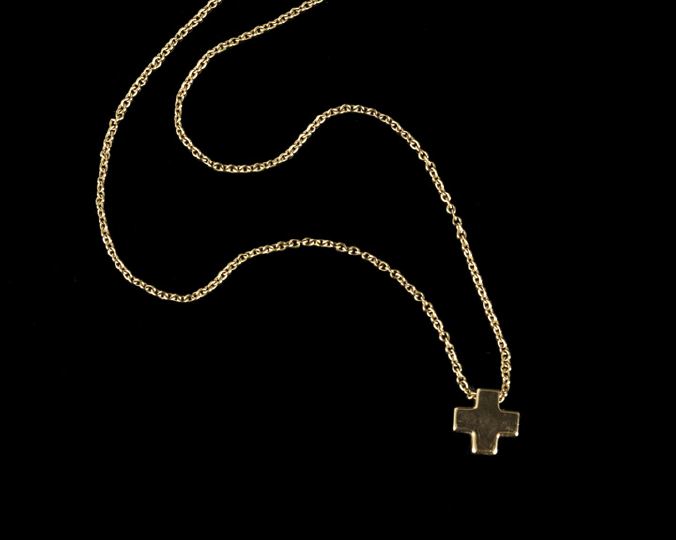 Appraisal: Delicate Tiffany and Company Eighteen-Karat Yellow Gold Cross Pendant Necklace