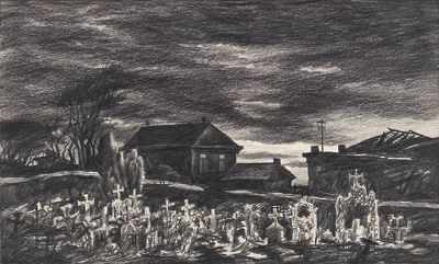 Appraisal: Raphael Gleitsmann American - Cemetary in Alsace-Lorraine - Pencil on