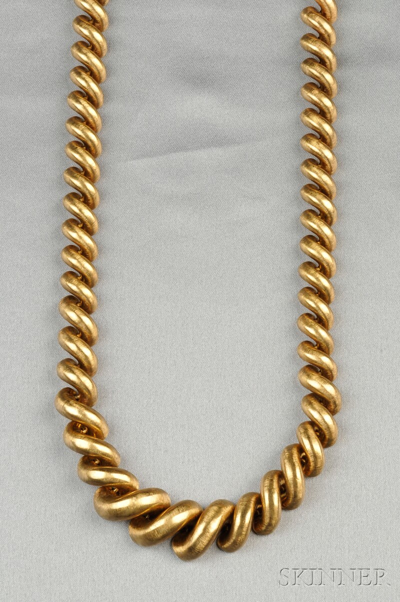 Appraisal: kt Gold Torchon Necklace M Buccellati designed as engraved arched