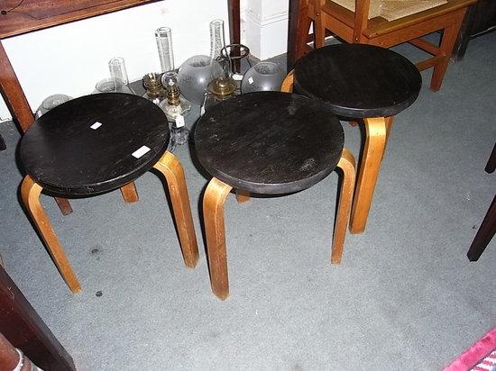 Appraisal: ALVAR AALTO FOR FINMAR A set of three stools with