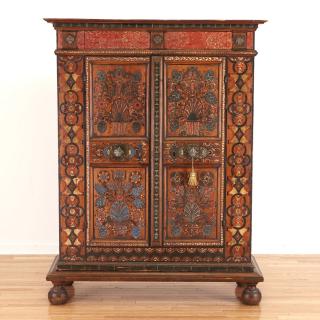 Appraisal: Austrian Tyrolean Zillertaler painted armoire Austrian Tyrolean Zillertaler painted armoire