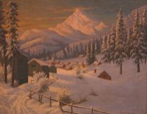 Appraisal: Richard Kruger German-American b Winter Village Oil on canvas signed