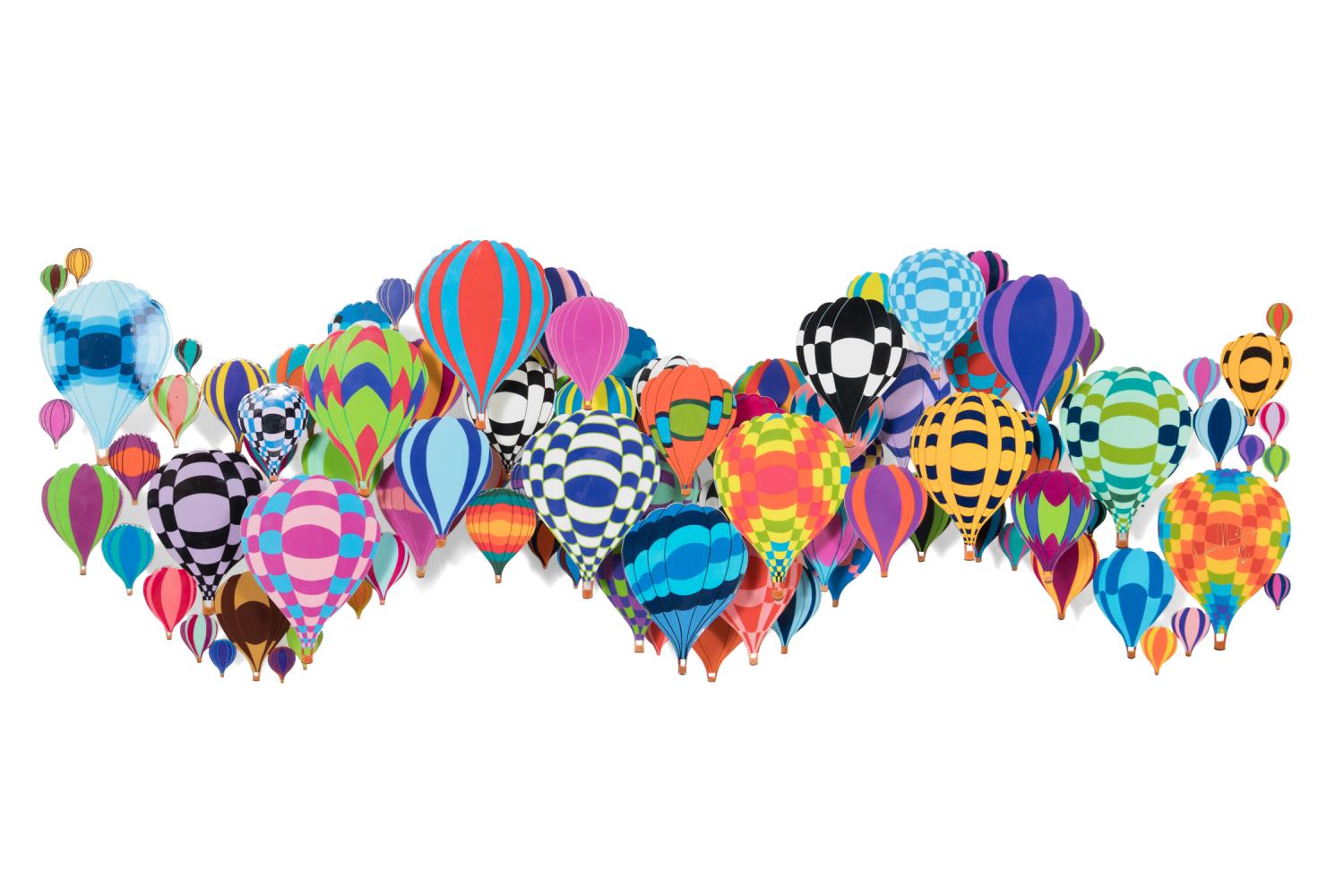 Appraisal: DAVID KRACOV HOT AIR BALLOONS D WALL SCULPTURE David Kracov