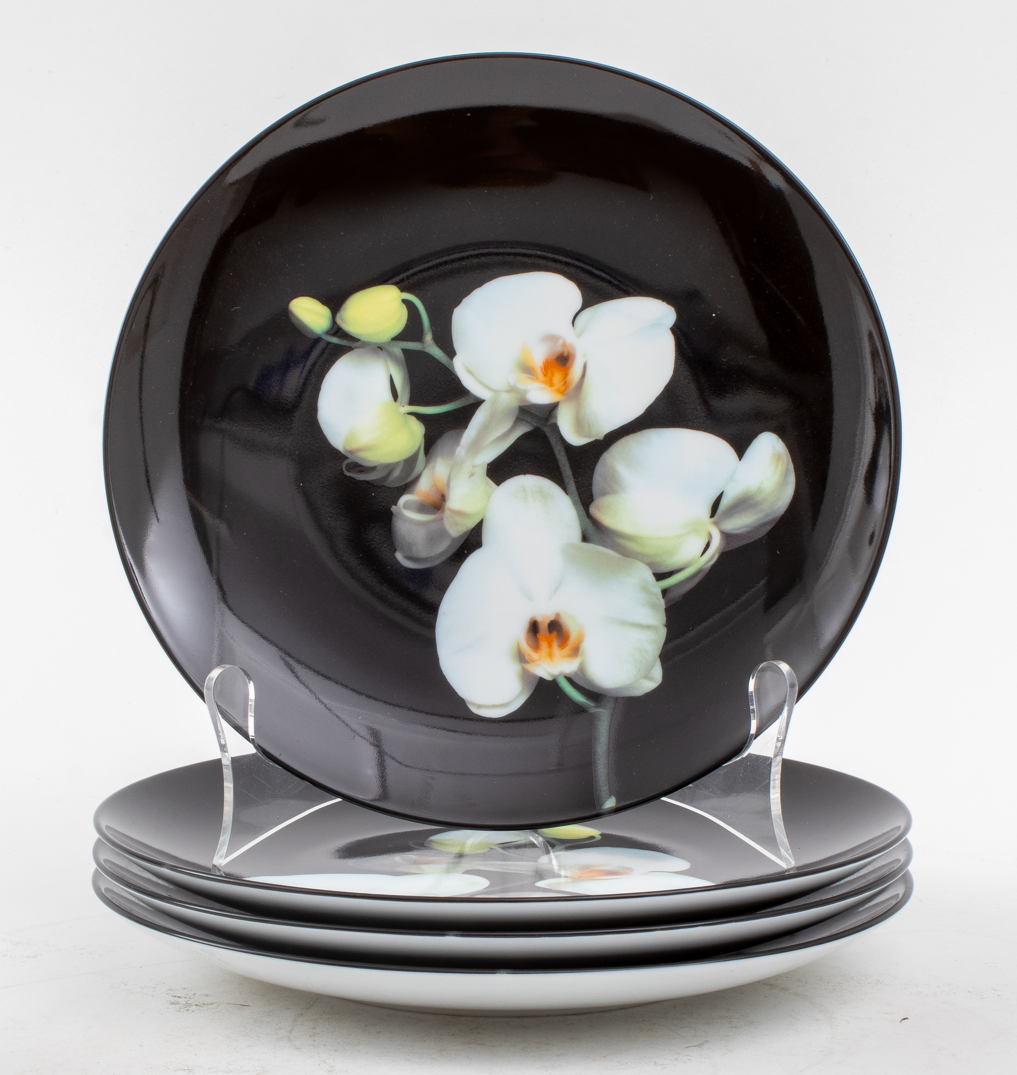 Appraisal: ROBERT MAPPLETHORPE FOR LIMOGES ORCHID PLATES Robert Mapplethorpe American -