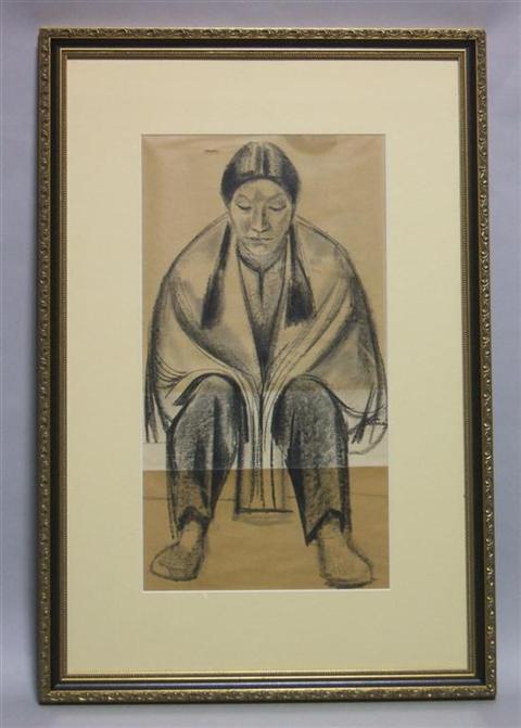 Appraisal: MAURICE STERN AMERICAN - PUEBLO INDIAN Charcoal on paper x