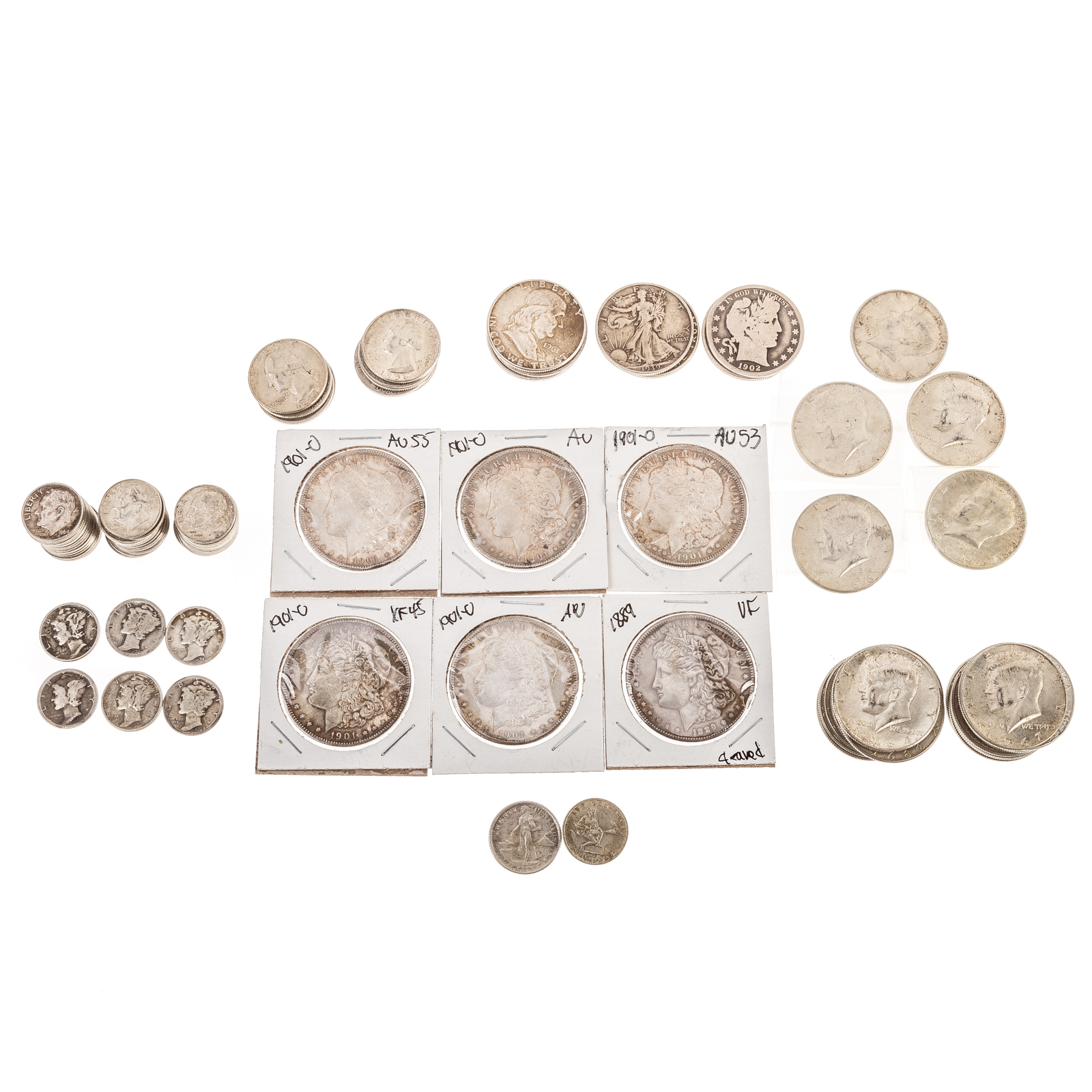 Appraisal: FAMILY COLLECTION WITH SILVER DOLLARS silver dimes - JFK Halves