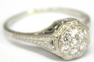 Appraisal: Art Deco K White Gold Pave Diamond Ring Seven small