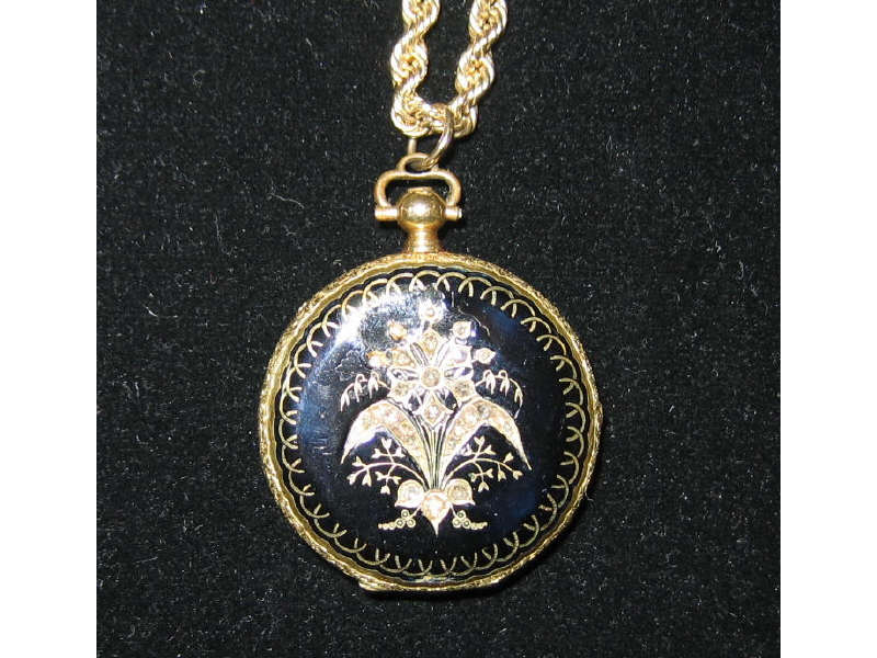 Appraisal: ANTIQUE OPEN FACE ENAMEL PENDANT WATCH From the late th