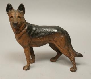 Appraisal: Figural Sculpture German Shepherd Door Stop Cast Iron Heavy Original