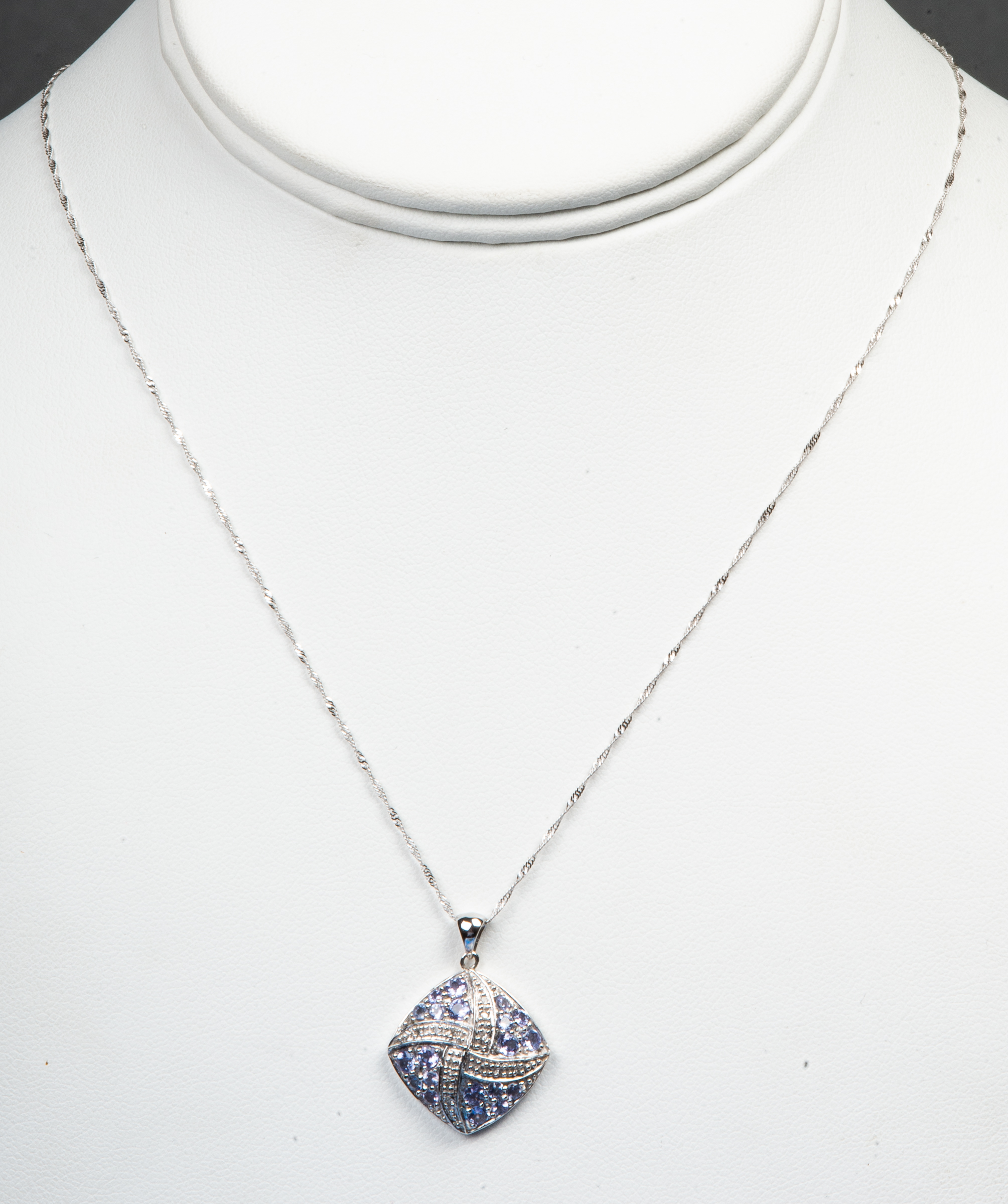 Appraisal: K GOLD TANZANITE DIAMOND PENDANT NECKLACE K white gold tanzanite