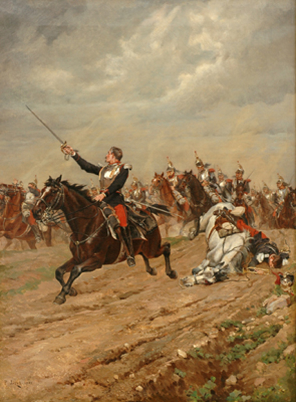 Appraisal: Paul Leon Jazet - The Charge of the Cuirassiers oil