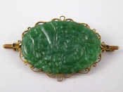 Appraisal: A Chinese yellow metal tests carat gold jade brooch approx