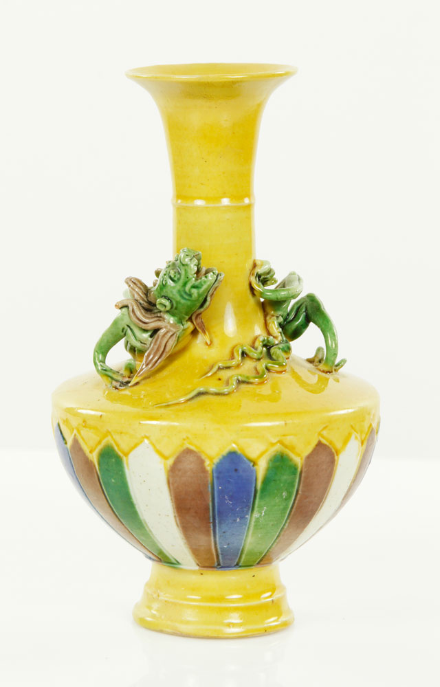 Appraisal: - Chinese Dragon Vase Yellow green blue and brown vase