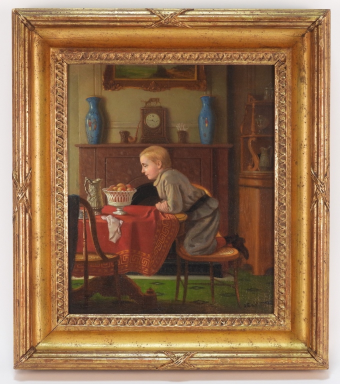 Appraisal: JOHN CARLIN YOUNG BOY INTERIOR GENRE PAINTING New York Pennsylvania