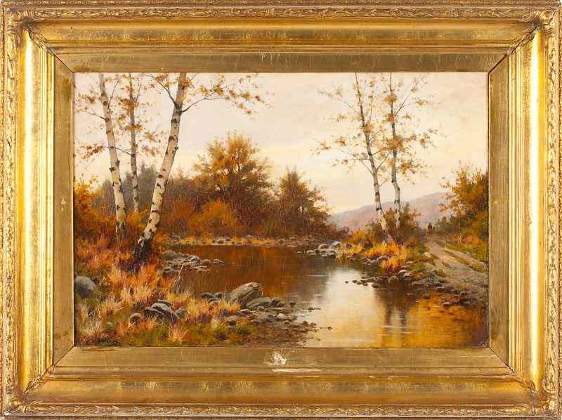 Appraisal: Joseph Paulman Br circa River Birchesoil on canvas lined signed