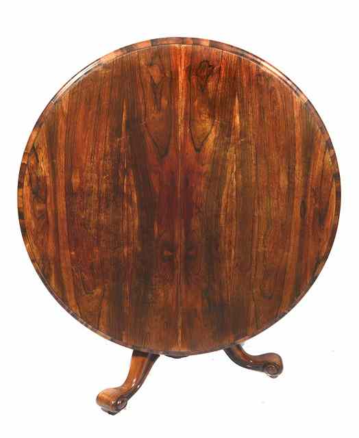 Appraisal: A VICTORIAN CIRCULAR ROSEWOOD SNAP TOP BREAKFAST TABLE the top