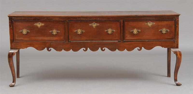 Appraisal: ENGLISH MAHOGANY-INLAID OAK DRESSER The cross-banded top above three beaded