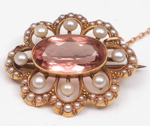 Appraisal: A Victorian broochof oval form set with central hardstone surrounded