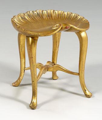 Appraisal: Venetian grotto style stool shell-form carved and gilt wood with