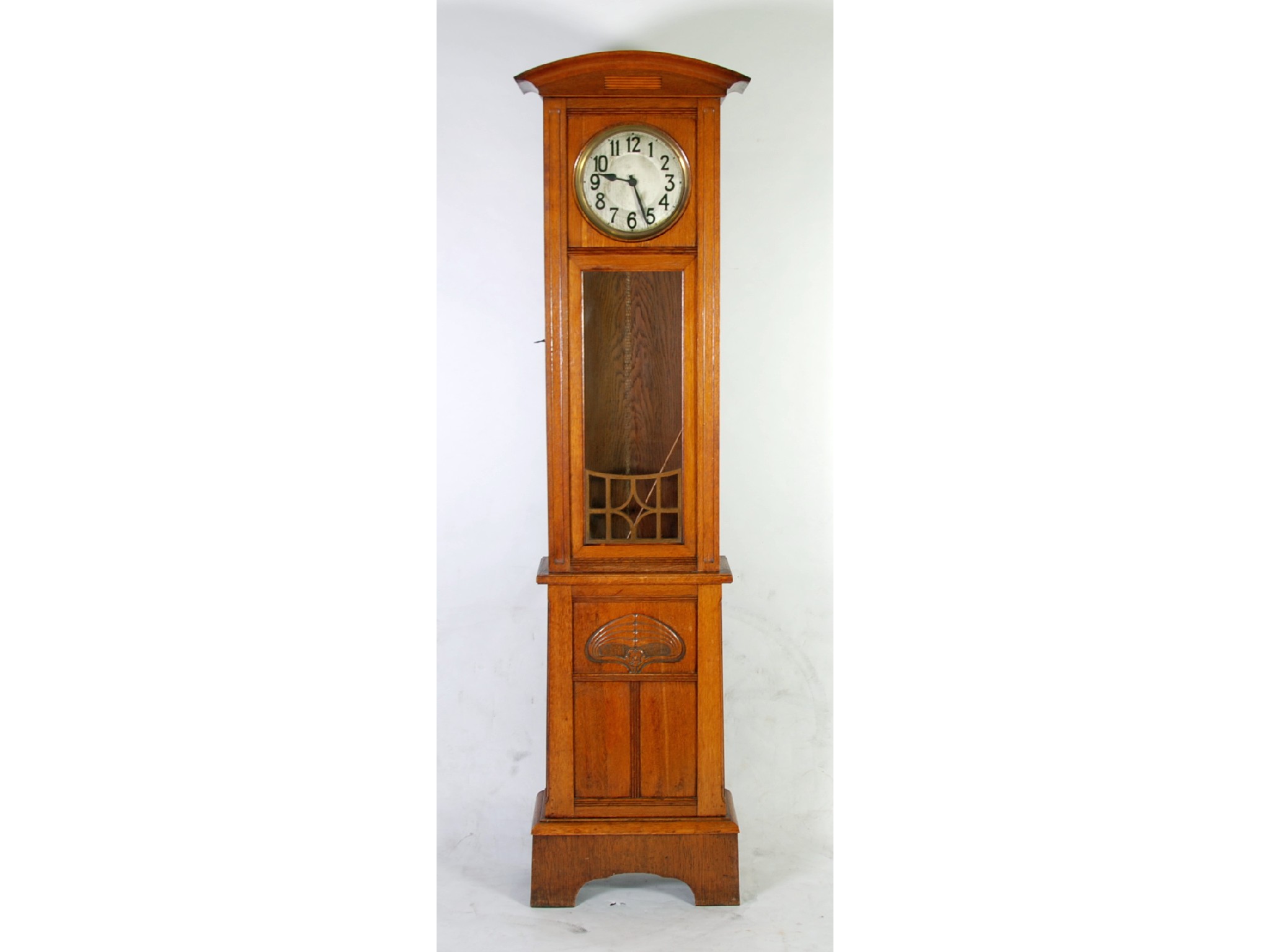 Appraisal: EARLY TWENTIETH CENTURY ARTS AND CRAFTS CARVED OAK LONGCASE CLOCK