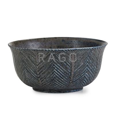 Appraisal: AXEL SALTO ROYAL COPENHAGEN Glazed stoneware bowl herringbone pattern Denmark