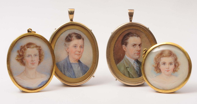 Appraisal: FOUR PORTRAIT MINIATURES BY DORA WEBB consisting of Peter Fleetwood-