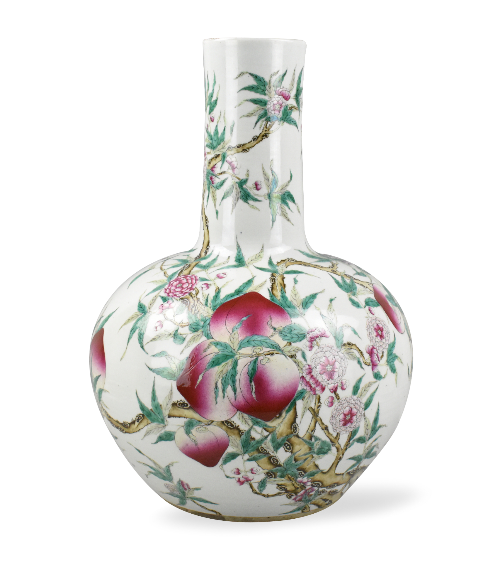 Appraisal: A large magnificent Chinese famille rose peach globular vase decorated