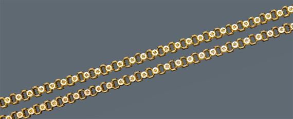 Appraisal: GOLD WATCH CHAIN ca Yellow and pink gold g Decorative