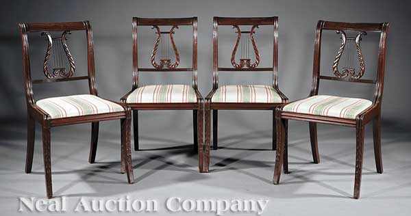 Appraisal: A Set of Four Lyre-Back Side Chairs in the style